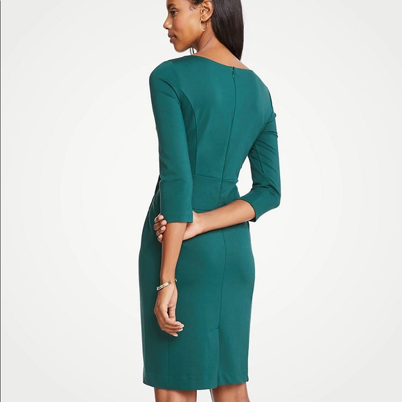 Ann Taylor Petite Seamed V-Neck Ponte Sheath Dress - Picture 2 of 6